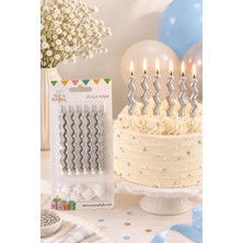 Melt Pastry & Kitchen 6’lı Gümüş Renk Kısa Zigzag Mum Pasta Doğum Günü Mumu
