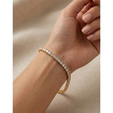 Gonca Takı Zirkon Taşlı Gold Rengi Su Yolu Bileklik