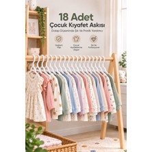 Wumboo 18 Adet Çocuk Kıyafet Askısı-Bebek Kıyafet Askısı -Çocuk Odası Düzenleyici Askı - Beyaz 18 Adet