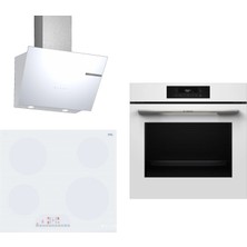 Bosch Elektrikli Ocaklı Beyaz 3 Lü Ankastre Set 675 ( HJG852YW0T - PKE612FA2E - DWK66PJ20T )