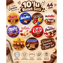 Mini Kutunuz Çikolata Temalı 10’lu Rozet Seti 44 mm – Twix Milky Way M&m’s Nutella Milka Kitkat Kinder Bueno