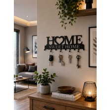 Saklı Home Dekoratif Metal Anahtarlık Askılığı Home Sweet Home | Duvar Tipi Anahtar Tutucu | 10 Kancalı Anahtarlık