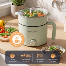 Rovos RV-5100 Elektrikli Mini Tencere 1,8 L, Buharlı Pişirme Aparatlı, Yapışmaz Tencere, Ramen, Makarna, Çorba ve Yemek Pişirici