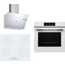 Bosch Elektrikli Ocaklı Beyaz 3 Lü Ankastre Set 676 ( HJG852YW0T - PKE612FA2E - DWK67PJ20T )