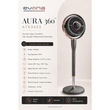 Aura 360, 6 Kademeli Hız Ayarlı Akıllı Vantilatör, 360 Derece Salınım