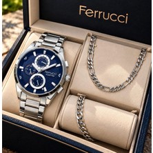 Ferrucci Çelik Kordon&kasa Fonksiyonları Aktif Erkek Kol SAATI+%100 Çelik Takı Set Hediyeli