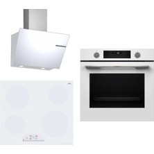Bosch Elektrikli Ocaklı Beyaz 3 Lü Ankastre Set 678 ( HUA736EV0T - PKE612FA2E - DWK66PJ20T )