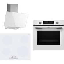 Bosch Elektrikli Ocaklı Beyaz 3 Lü Ankastre Set 677 ( HUA736EV0T - PKE612FA2E - DWK63PJ20T )