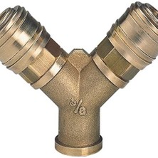 SBN - Store Orijinal  Çift Girişli Basınçlı Hava Çıkış Borusu C. R3/8" (Kompresör Aksesuarı, 2'li Hava Dağıtıcı, 2x Hızlı Bağlantı, Pirinçten) - 4139680