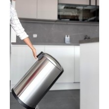 SBN - Store Prime ME903006BOMBE Kapaklı Çelik Çöp Kovası 30LT Fırçalı, Siyah