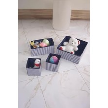SBN - Store Prime 4'lü Lacivert Çizgili Çekmece Içi Organizer Seti