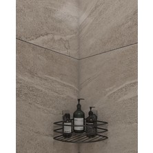 SBN - Store Prime Banyo Ömür Boyu Paslanmaz Yapışkanlı Banyo Rafı Düzenleyıcı Mat Siyah Köşelik Şampuanlık EK01.S