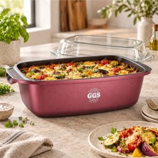 Ggs Solingen Alu-Guss Cam Kapaklı Döküm Alüminyum Fırın Kabı 32 cm Bordo