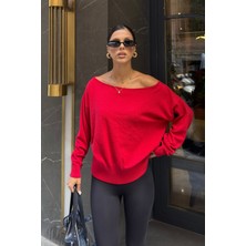 Bejna Kadın Asimetrik Düşük Yaka Soft Triko Bluz