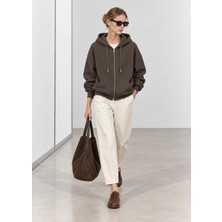 Babokah Fermuarlı Kapüşonlu Oversize Sweatshirt