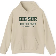 Berenfy Big Sur Hiking Club Retro Kolej Baskılı Kapüşonlu Sweatshirt, Unisex Hoodie