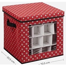SBN - Store Prime Saklama Kutuları, 3'lü Set, Katlanır Kutular, Kutu Başına 64 Küçük Bölme, Esnek Ayırma Duvarları, 30,5 x 30,5 x 30,5 Cm, Kırmızı, Kar Tanesi Des
