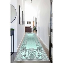 SBN - Store Prime Pelangi Osmanlı Varak Çerçeveli Sedefli Dijital Baskı Yıkanabilir Kaymaz Taban Salon Halısı ve Yolluk(Trkaz), Turkuvaz 80 x 50, 9555160410800507