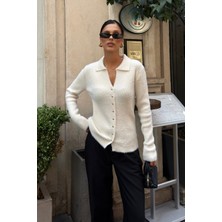 Bejna Kadın Polo Yaka Düğmeli Premium Soft Triko Hırka