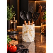 Betonmall Tezgah Üstü Kaşıklık Mutfak Gereçleri Standı Kepçe Spatula Kaşık Düzenleyici Mutfak Organizeri 7X11 cm