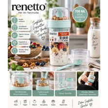 Renetto Emvora Home 700 ml Kaşıklı Müsli Kabı – Üst Bölmeli Kahvaltı ve Atıştırmalık Saklama Kabı Mavi