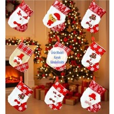 SBN - Store Prime Yılbaşı Desenli Kırmızı Çorap Yılbaşı Süsü