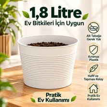 1,8 Litre Tabaksız Kırılmaz Plastik Saksı | 5 Adet Set | Modern Ev & Salon Bitkileri Için