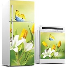 SBN - Store Prime Buzdolabı ve Bulaşık Makinası Beyaz Eşya Kaplama Sarı Lale Kelebek