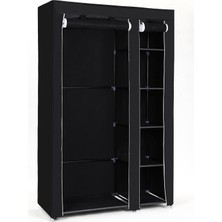 SBN - Store Prime Kumaş Dolap, Elbise Dolabı, Katlanır Dolap, Elbise Çubuklu Kamp Dolabı, 110 x 175 x 45 Cm, Siyah, LSF007