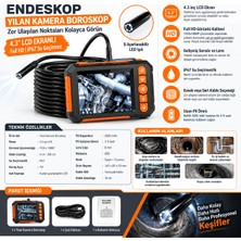 Dilek Endeskop Yılan Kamera Boroskop – 4.3" LCD Ekranlı, Full Hd, IP67 Su Geçirmez 10 Metre