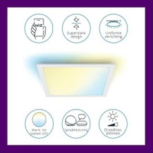 SBN - Store Prime Wiz Panel Tavan Lambası Ayarlanabilir Beyaz, Kısılabilir, 1000 Lm, Sıcak Ila Soğuk Beyaz, Kare, Wi-Fi Üzerinden Uygulama/ses ile Akıllı Kontrol,