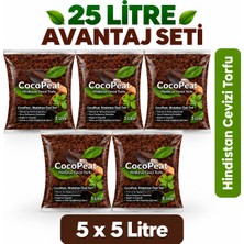 25 Lt Organik Cocopeat Toprak - 5*5 Lt Paket | %100 Hindistan Cevizi Torfu | Hava Alan ve Su Tutucu
