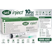 Set Inject 10 cc Yeşil Uç Enjektör 1000 Adet
