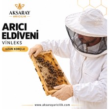 Aksaray Arıcılık Vinleks Arıcı Eldiveni Profesyonel Arıcılık Eldiveni Deri Avuç Içi Uzun Kol Arı Koruma Eldiven