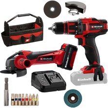 Einhell Akülü Alet Set TE-TK 18/2 Li Set 4257240 | PXC | 18 V | TE-CD 18/40 Li Vidalama | TC-AG 18/115 Li Avuç Taşlama Makinesi | 4 Ah akü | şarj cihazı | aksesuarlar