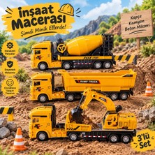 Sürtmeli Iş Makinaları Oyuncak 3'lü Set – Eğlence ve Macera Bir Arada!