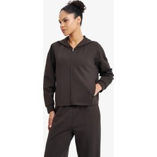 Lescon Kadın Fermuarlı Kapüşonlu Sweatshirt 26N-2105