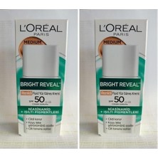 SBN - Store Prime L'oréal Paris Bright Reveal Spf 50+ Koyu Leke Karşıtı Renkli Fluid Günlük Yüz Güneş Kremi 50 ml - Medium (2 Paketi)