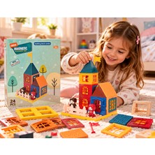 Bby Toys 60 Parça 3D Manyetik Yapı Seti – Ev Tasarım Blokları Figürlü ve Atlı Eğitici Inşa Oyuncağı 3+ Yaş