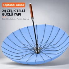 Toptancı Amca 24 Telli Uzun Saplı, Büyük Güçlendirilmiş Ağır Yağmurlara Dayanıklı Rüzgar Geçirmez  Şemsiye