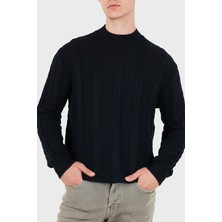 Armani Exchange Yün Karışımlı Örgü Desenli Bisiklet Yaka Kazak Erkek Kazak XM003563 AF14008 UB101
