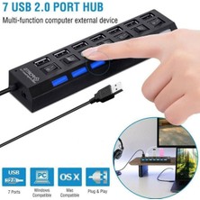 Die Grup 0,25 mt Uzunlukta Işıklı 7 Port USB Hub Çoklayıcı Tekil Ürün %100 Bambu Materyal
