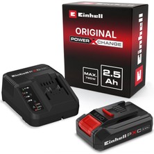 Orijinal Einhell 18 V 2.5 Ah PXC Başlangıç Kiti (Akü ve Şarj Cihazı, 18 V, maks. güç 720 W, tüm PXC cihazları için, akü yönetim sistemi, 3'lü LED gösterge) - 4512097