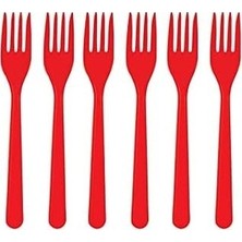 SBN - Store Prime Plastik Kırmızı Çatal 25'li