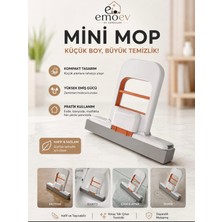 Emoev Pratik Kendinden Sıkmalı Mini Mop - Masaüstü, Cam, Ayna ve Tezgah Temizlik Paspası (Duvara Asılabilir)