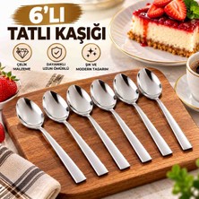 Kea Ev Eşyaları 6'lı Tatlı Kaşığı Seti 16 cm – Çelik Tatlı Kaşıkları, Şık ve Dayanıklı Mutfak Kaşığı