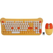 SBN - Store Prime KM-6244 Bunny Renkli Tuşlu Sarı 2.4 Ghz + Bt Kablosuz Q Multimedia Klavye + Mouse Set
