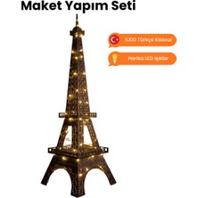 Minyaturia Eyfel Kulesi Maket Yapım Seti 64 Cm, Kendin Yap LED Işıklı Ahşap Maket, Dekoratif Hobi Seti