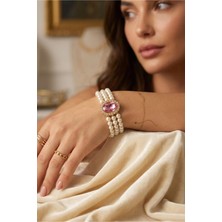 BB Bridal Boutique Kristal Taşlı Oval Taşlı Bileklik Gold Kaplama Taşlı Choker Tasarım Şık Bileklik