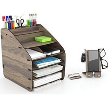 SBN - Store Prime Otto Large Modest - 6 Renk A4 Evrak Rafı Masaüstü Organizer Düzenleyici (Ceviz)